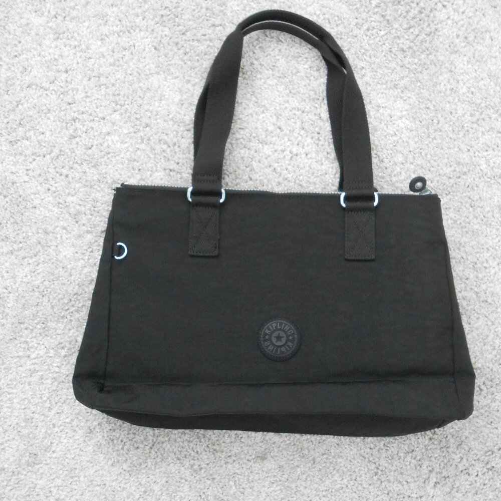Kipling Women's Nylon Black Double Zipper Shoulder Bag EUC